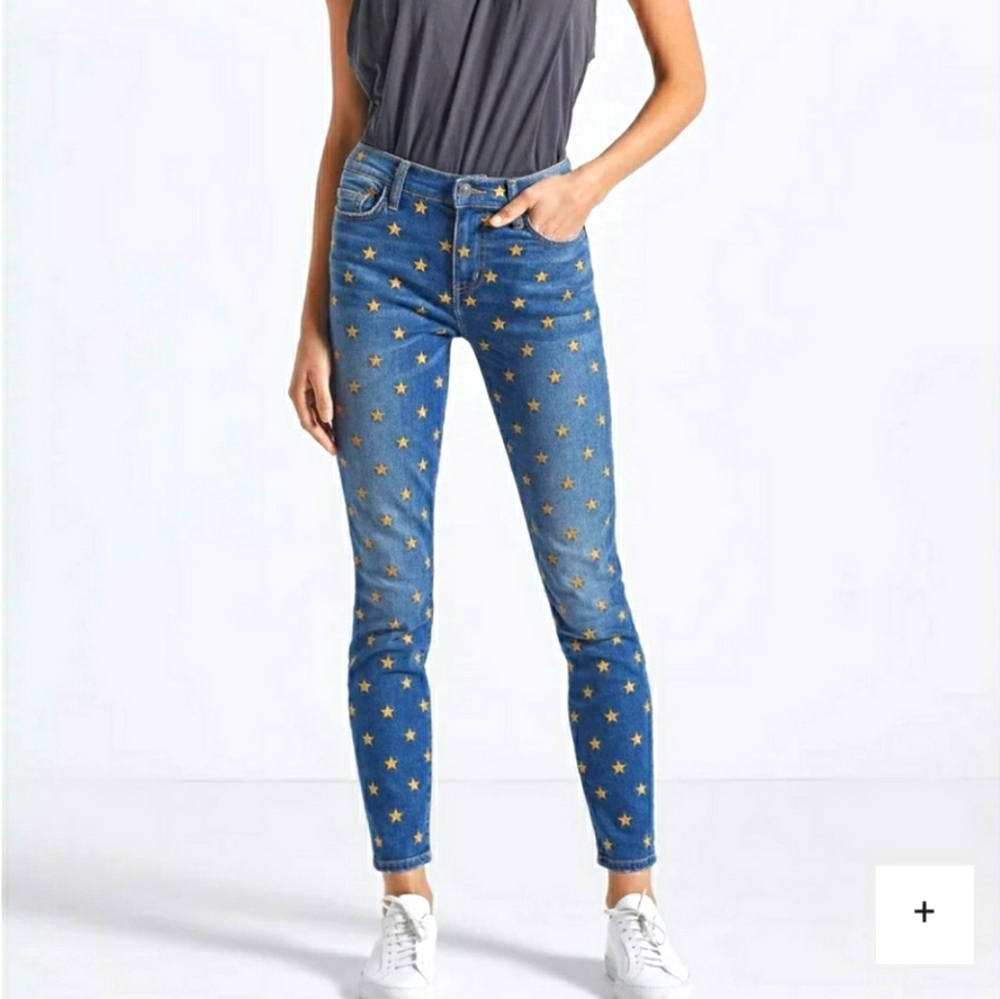Current Elliott embroidered gold star jeans